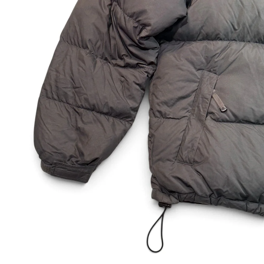 The North Face Nuptse 700 Down Puffer Jacket Mens Large Gray Black Hooded A187